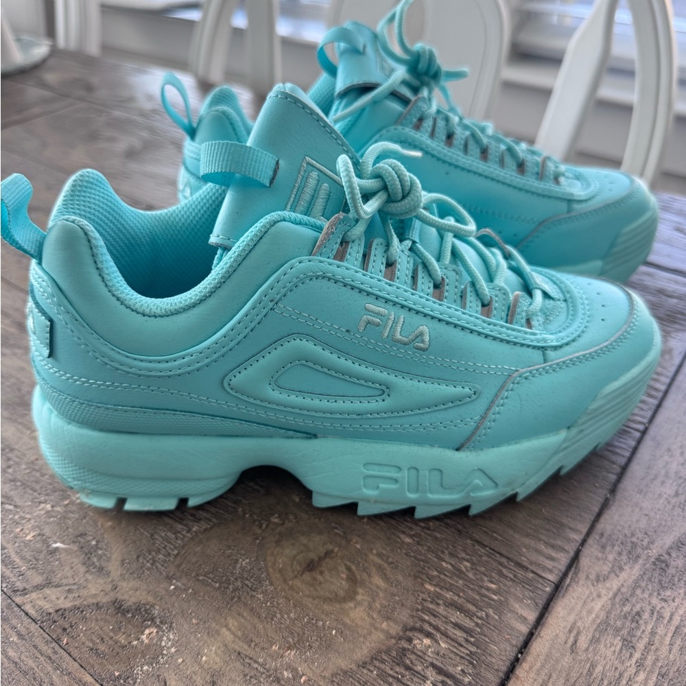 FILA Disruptor II Chunky Sneakers in Aqua Blue